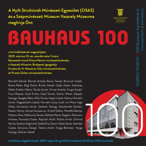 2019- Bauhaus 100, OSAS, Vassarely Múzeum, Budapest, H